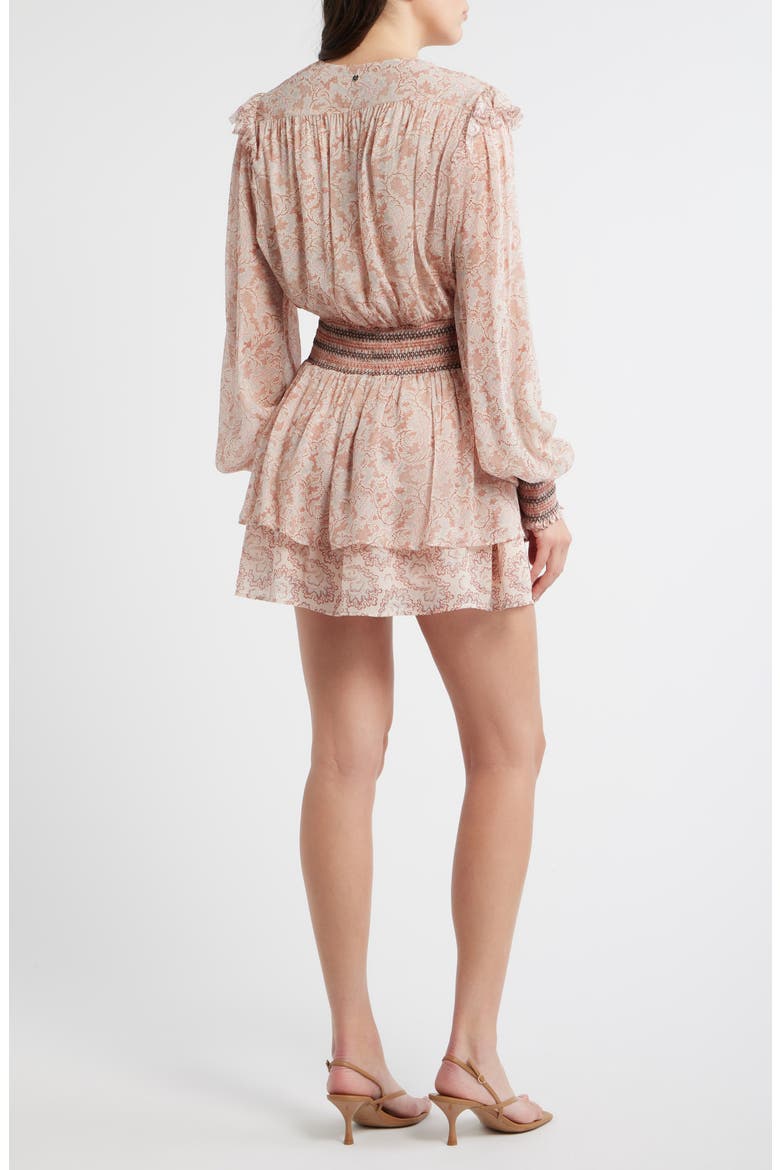 Smocked Minidress, Alternate, color, RUST PAISLEY