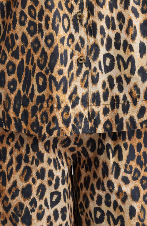 Damson Madder Felice Leopard Print Pajamas In Brown