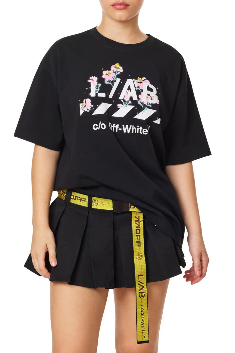 Floral Graphic Tee, Main, color, BLACK NIGHT