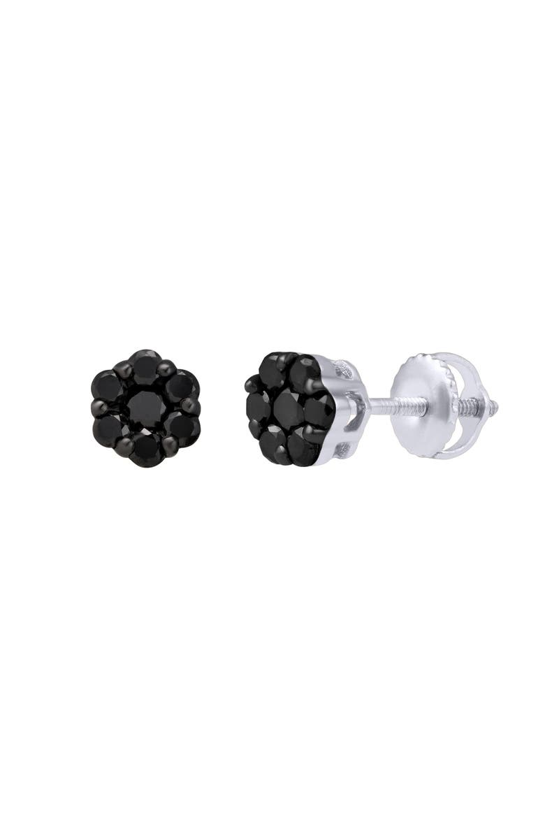 Eclipse 0.5 Cts Black Diamond Cluster Studs 10K Gold Earrings, Alternate, color, 10K White Gold