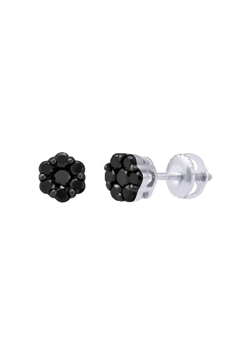 LuvMyJewelry Eclipse 0.5 Cts Black Diamond Cluster Studs 10K Gold Earrings, Alternate, color, 10K White Gold
