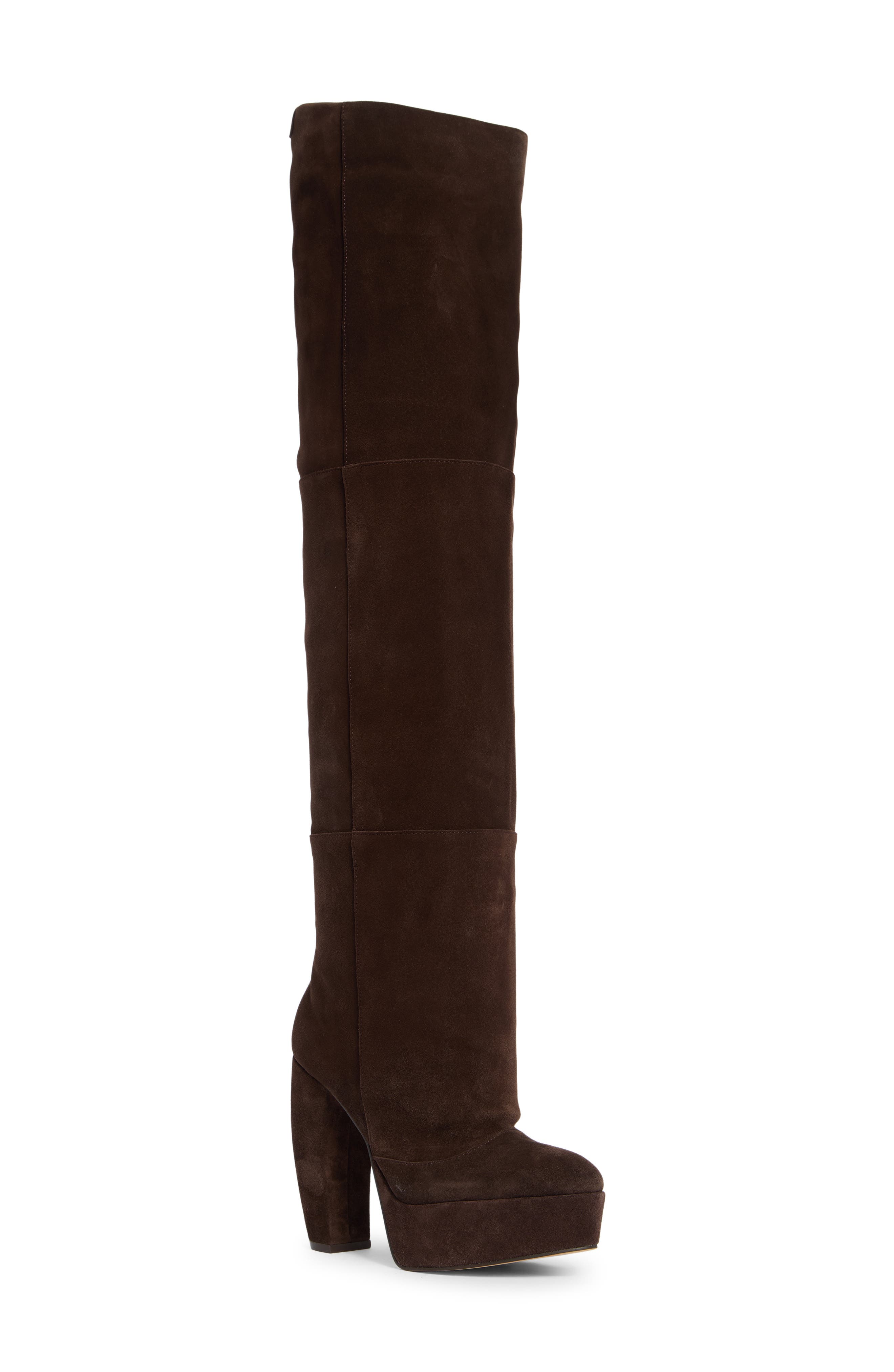 Dallas Leather Over the Knee Platform Boot, Main, color, BROWN