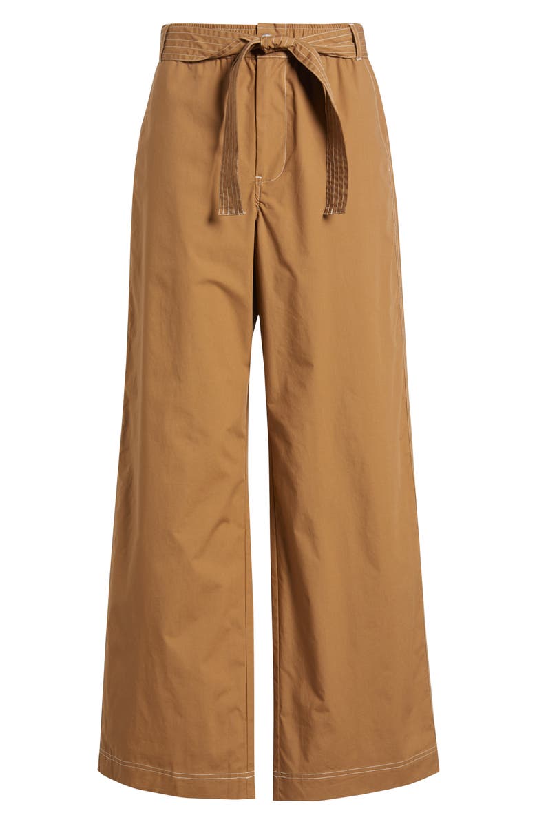 Wyeth Bailey Waist Tie Cotton Wide Leg Pants, Alternate, color, Ginger