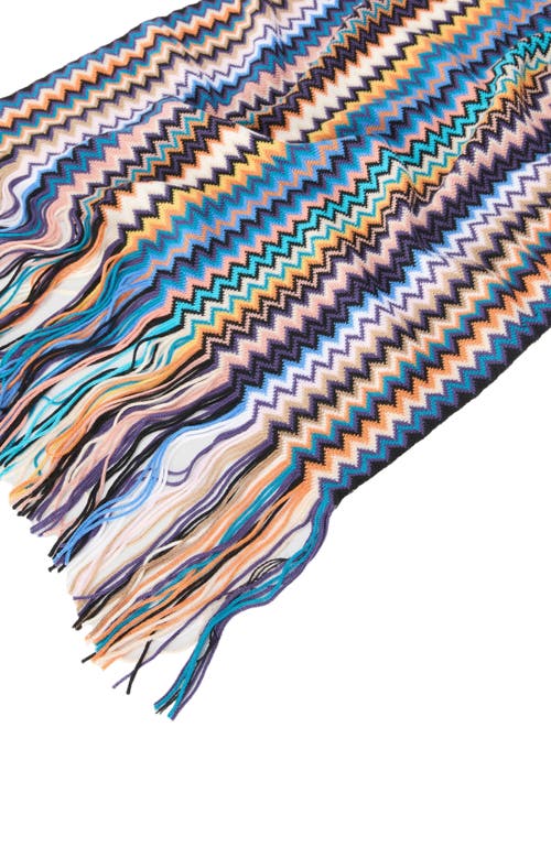 Missoni Zig Zag Wool Scarf With Fringes In Multi