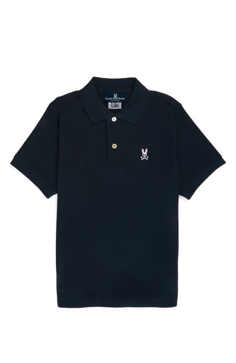 Psycho Bunny Kids' Classic Pima Cotton Piqué Polo, Main, color, Navy