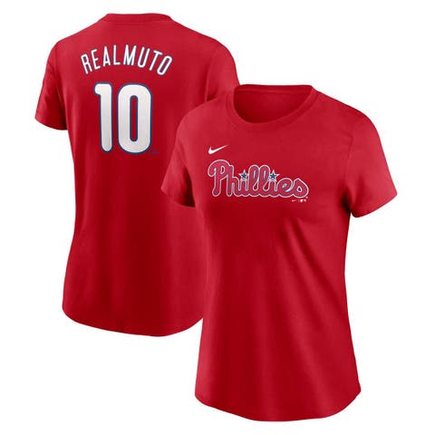 Women's Nike J.T. Realmuto Red Philadelphia Phillies Fuse Name & Number T-Shirt