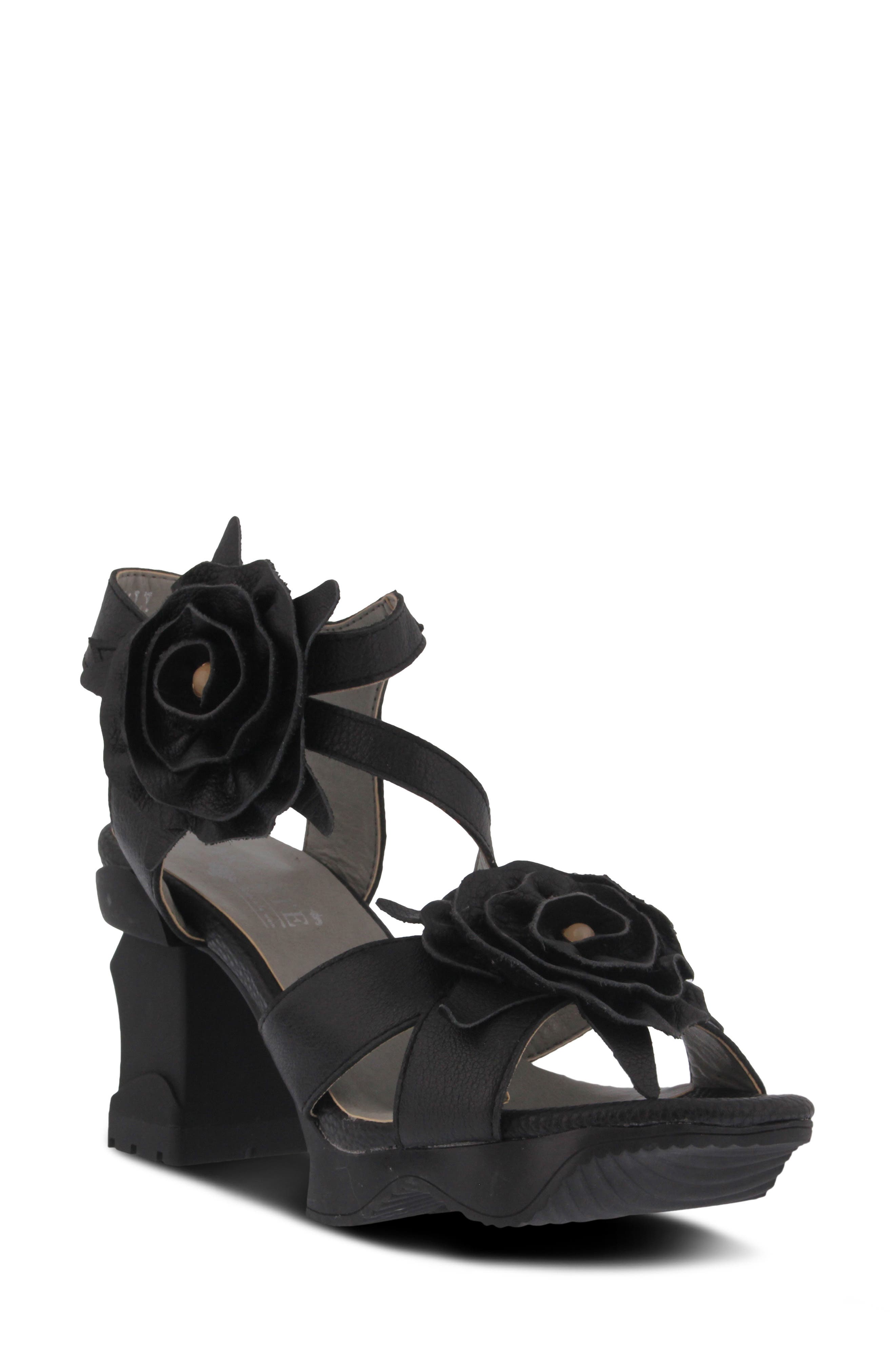 L'Artiste by Spring Step L'Artiste Shelly Sandal, Main, color, Black Leather