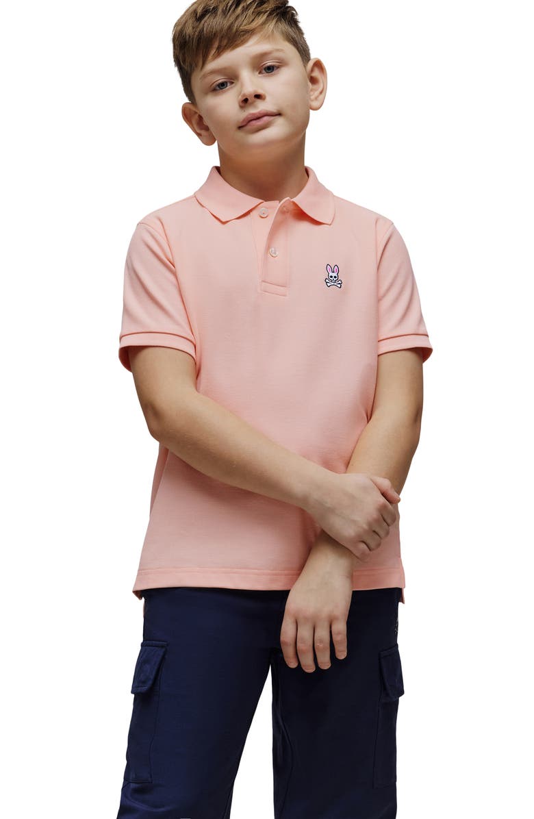 Psycho Bunny Kids' Cotton Piqué Polo, Alternate, color, Peach Melba