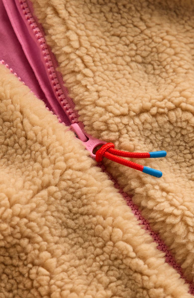 Mini Boden Kids' Love Appliqué Hooded Textured Fleece Jacket, Alternate, color, Love Applique Borg