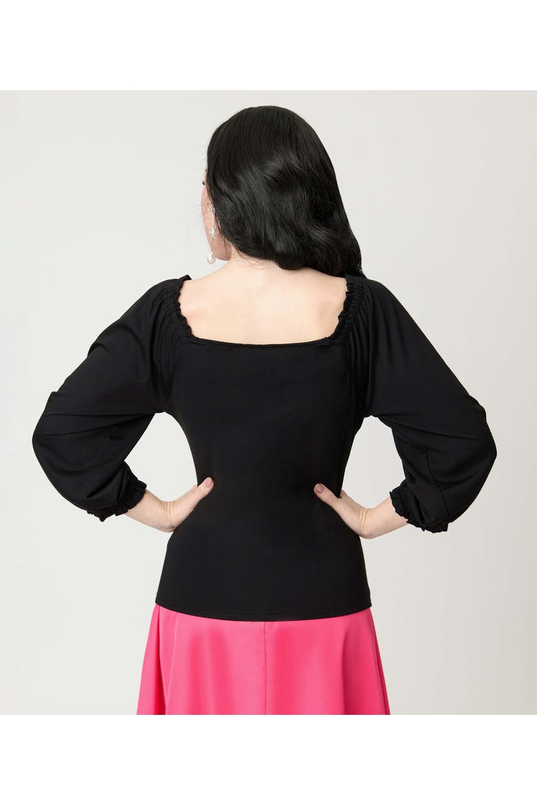 Peasant Sleeve Blouse, Alternate, color, Solid Black