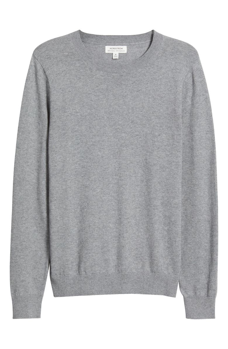 Nordstrom Crewneck Cotton & Cashmere Sweater, Alternate, color, Grey December Heather