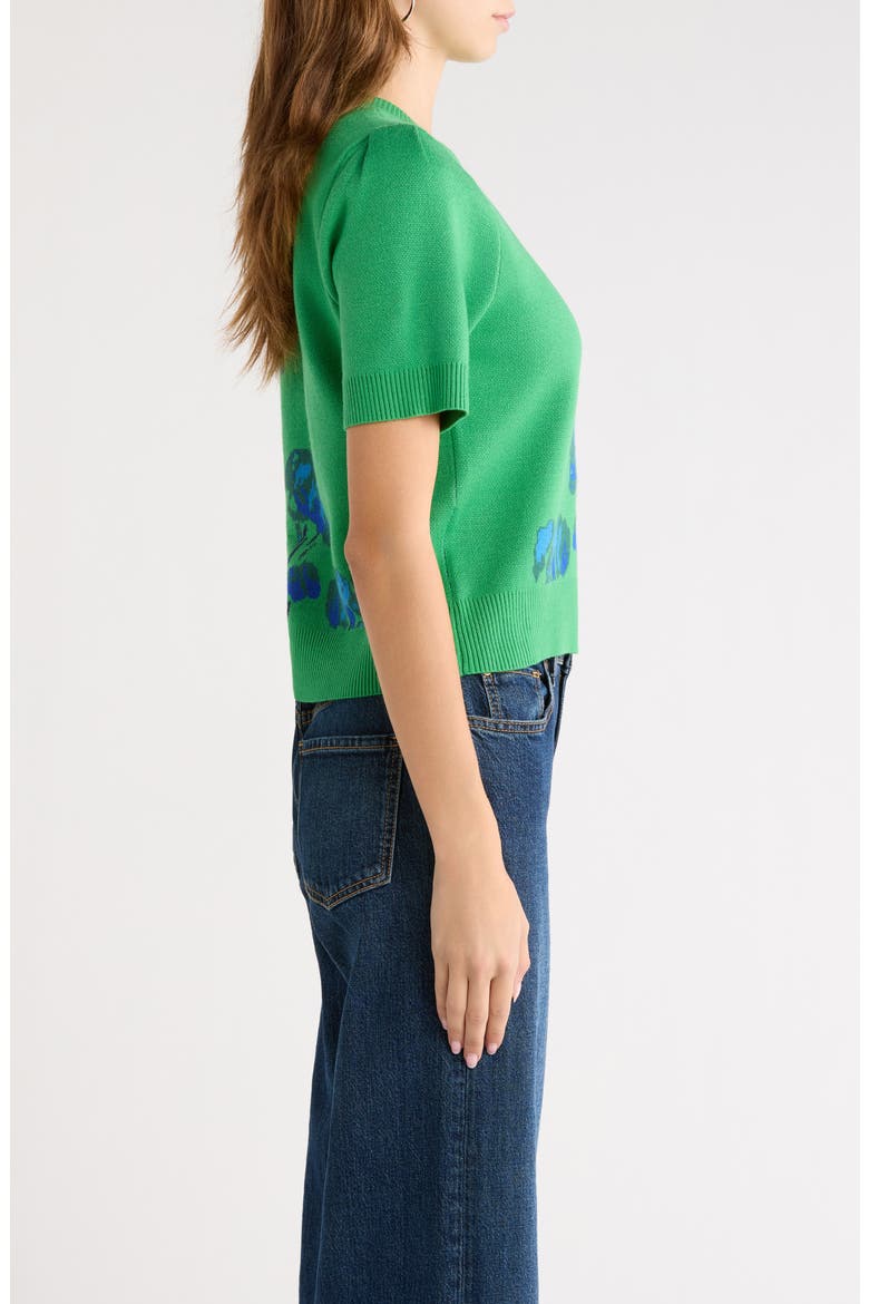 Kersey Floral Short Sleeve Sweater, Alternate, color, KELLY-GREEN