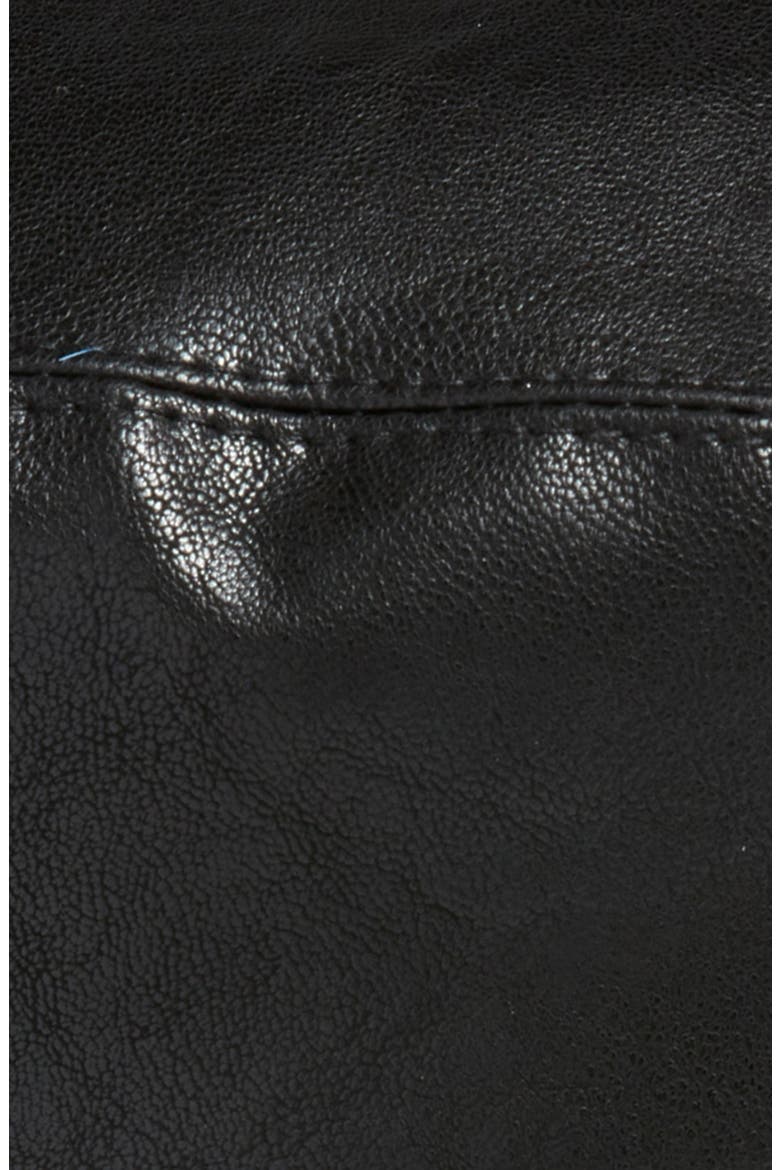 Faux Leather Beret, Alternate, color, BLACK