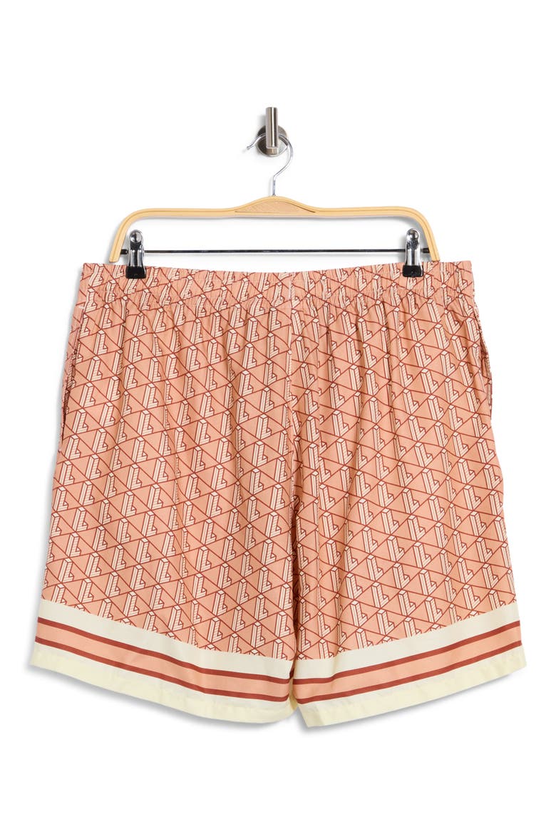 Monogram Relaxed Fit Pull-On Shorts, Alternate, color, LATTE/IBERIS-CRYSTAL