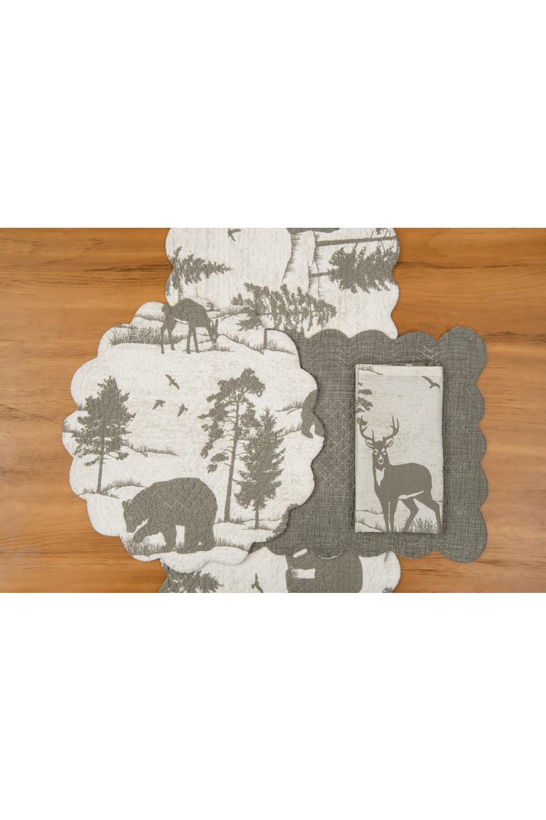 Henderson Hideaway Reversible Rustic Winter Wilderness Napkin Set of 6, Alternate, color, Beige