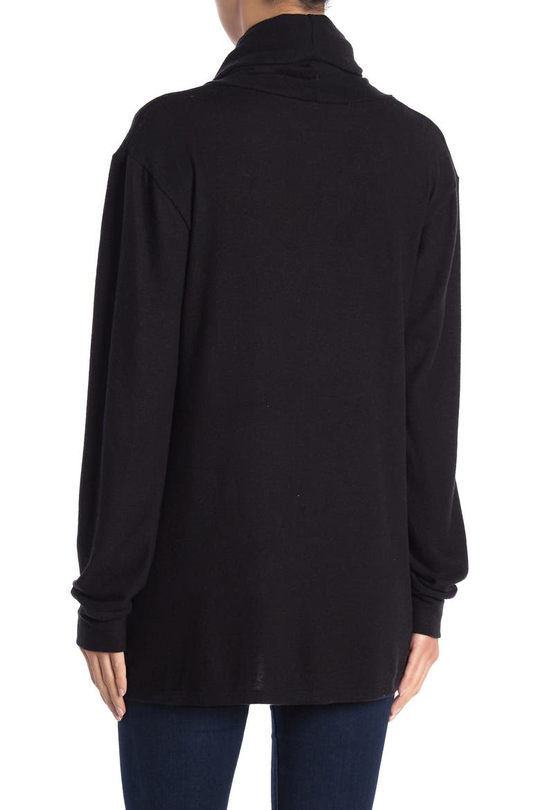 Cowl Neck Brushed Tunic Sweater, Alternate, color, SOLID BLACK