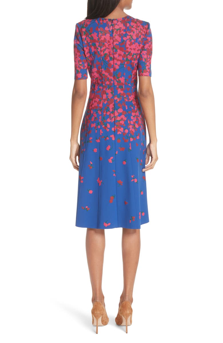 Carolina Herrera Floral Print Neoprene Dress, Alternate, color, 