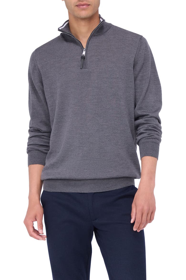 Merino Wool Quarter Zip Pullover, Main, color, ANTHRACITE