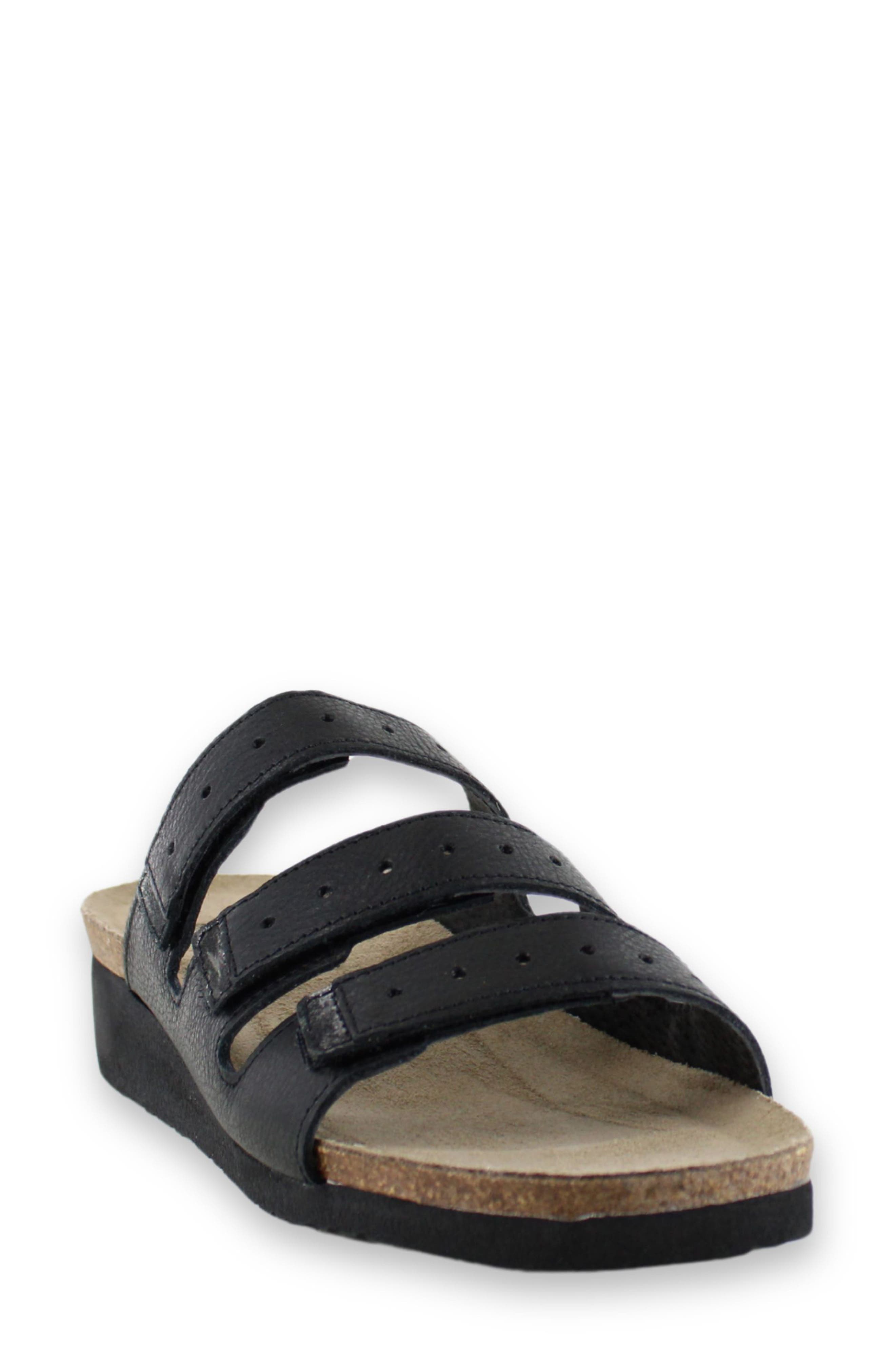 Naot Madelyn Slide Sandal, Main, color, Soft Black Metallic