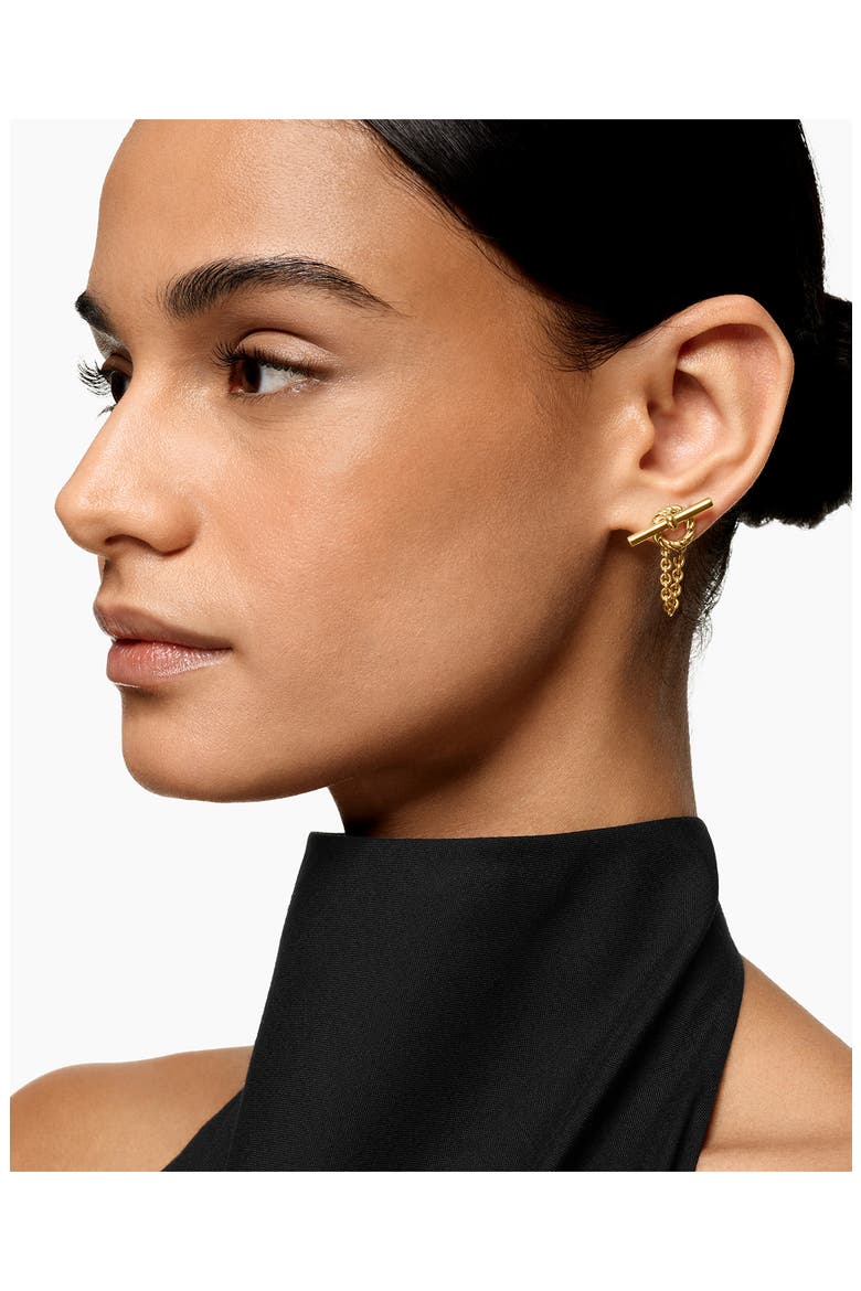 Mercer® Bold Toggle Stud Earrings in 18K Yellow Gold, 50.4mm, Alternate, color, GOLD