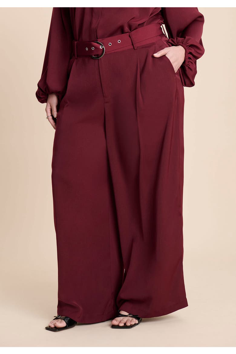 Wide Leg Belted Pant, Alternate, color, ZINFANDEL
