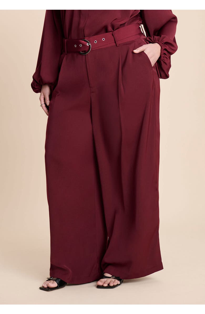 ELOQUII Wide Leg Belted Pant, Alternate, color, Zinfandel