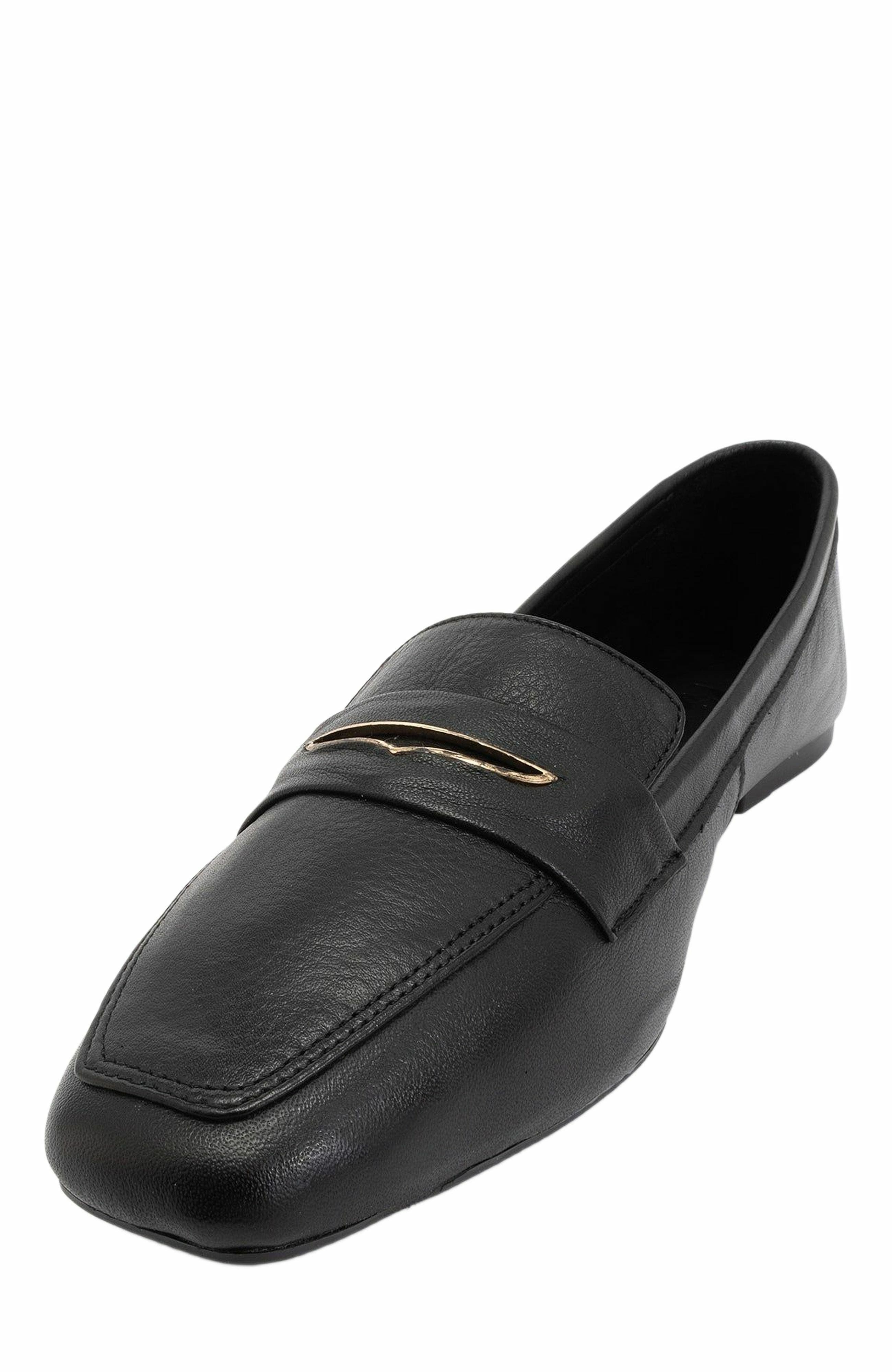 Forever 
Always Shoes Iridessa Leather Flat Loafers, Alternate, color, Black Leather