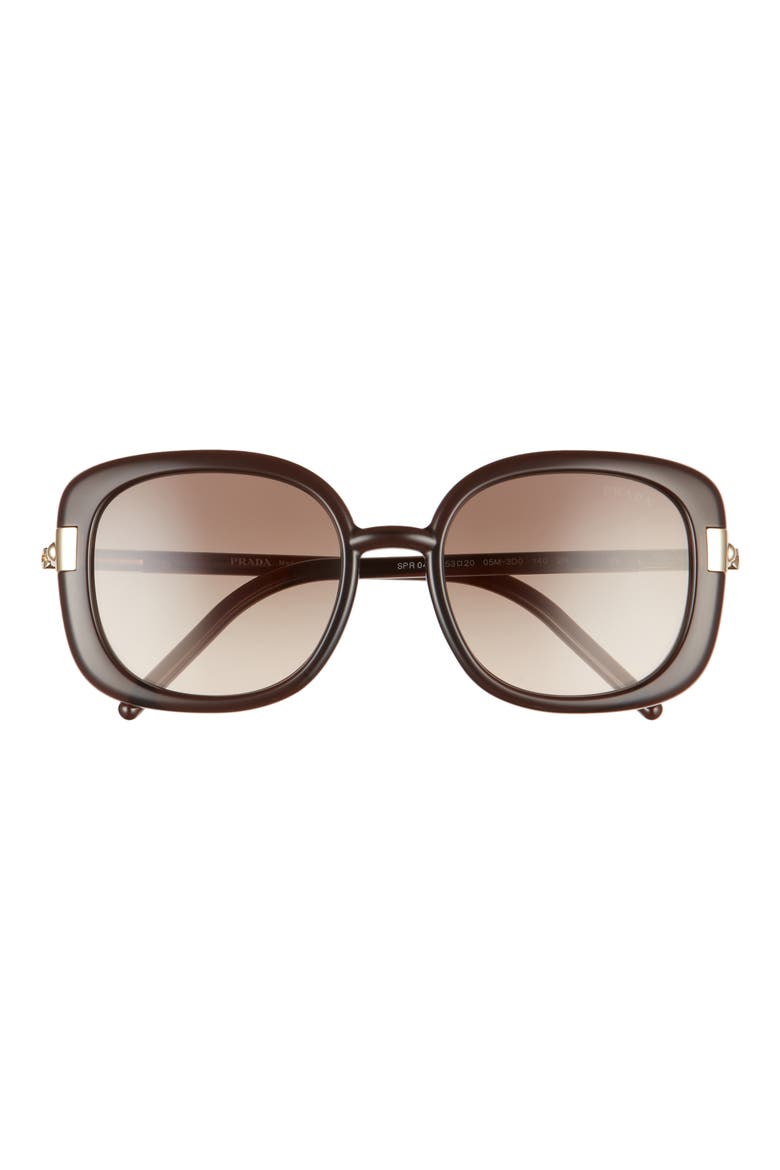 Pillow 53mm Gradient Round Sunglasses, Main, color, DARK BROWN CRYSTAL/ BROWN GREY