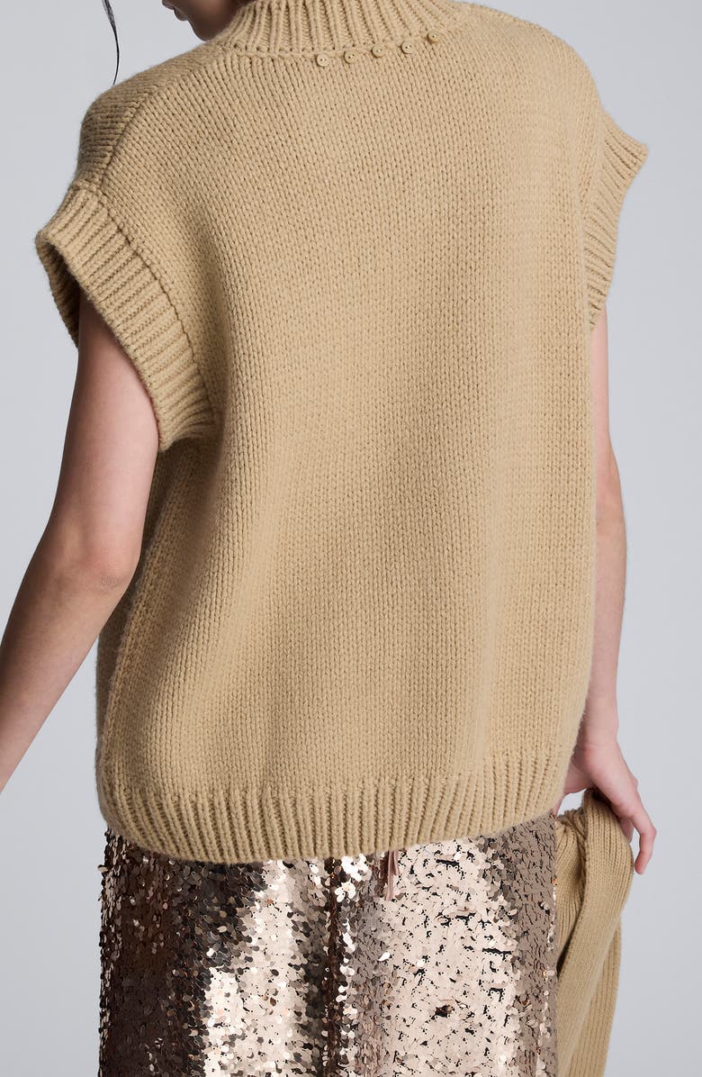 Kenneth Cole Cap Sleeve Sweater with Removable Scarf, Alternate, color, Gazelle Camel