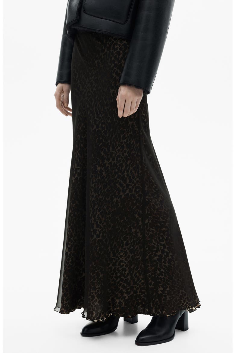 Rocio Leopard Print Maxi Skirt, Main, color, BLACK