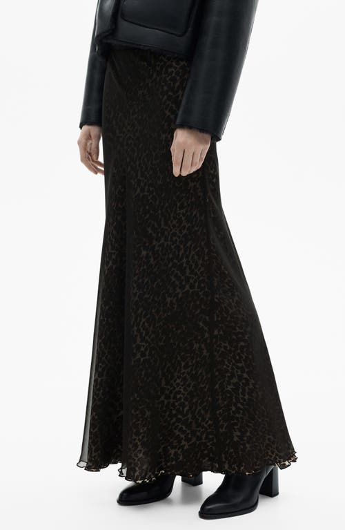Mango Rocio Leopard Print Maxi Skirt In Black