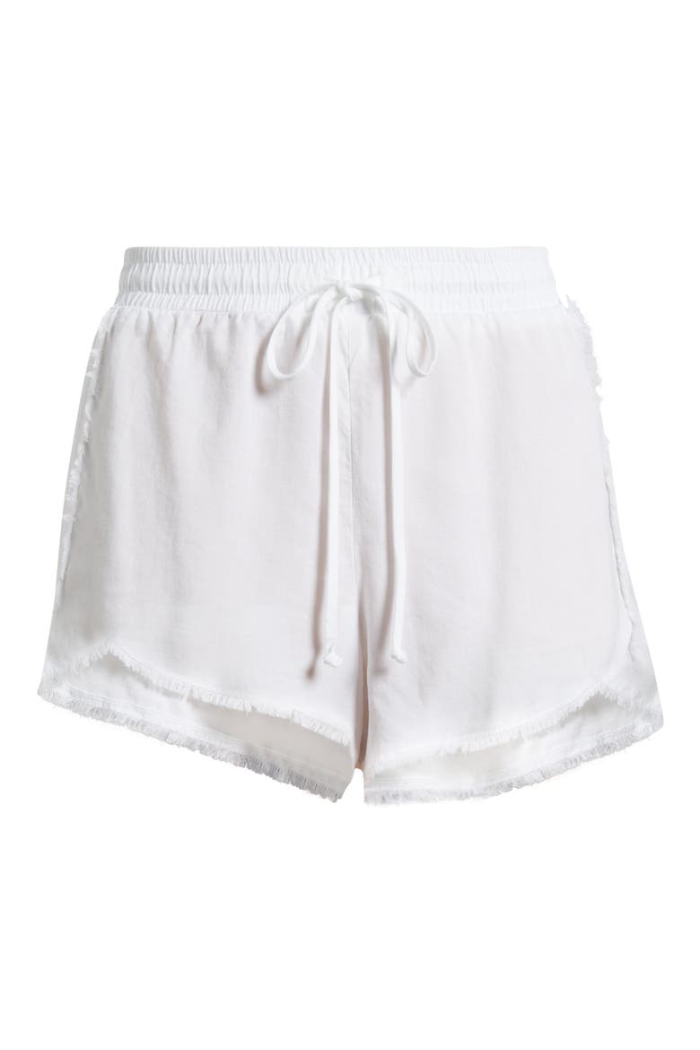 Fray Hem Drawstring Shorts, Alternate, color, WHITE