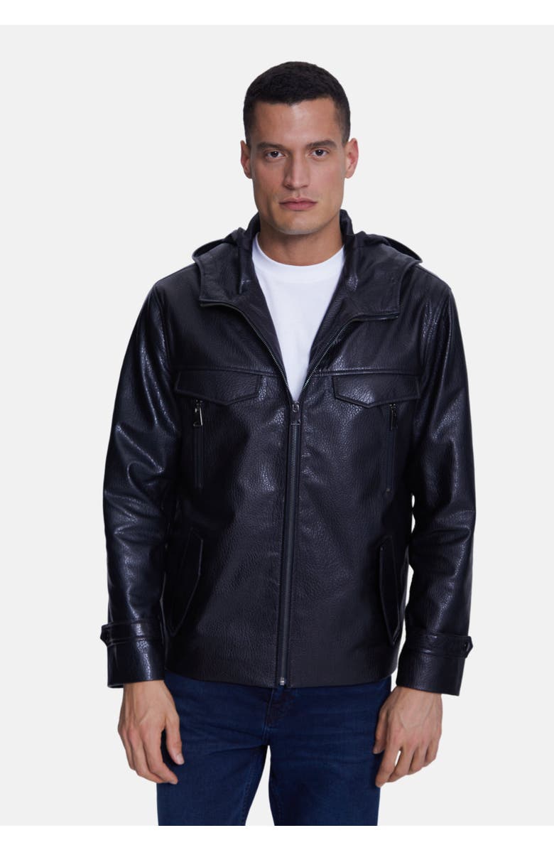Furniq UK Adrian Leather Jacket, Alternate, color, Black