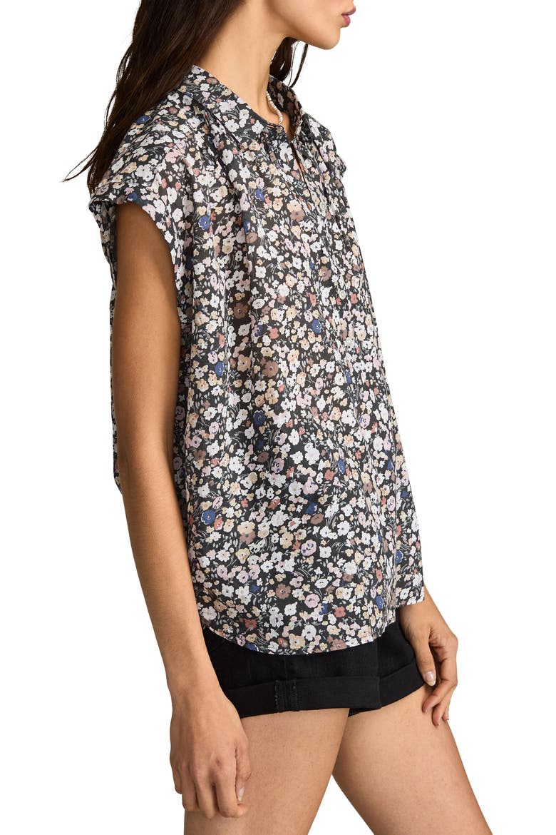 Floral Cotton Popover Top, Alternate, color, RAVEN MULTI