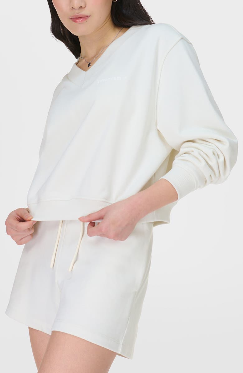 Sweaty Betty Revive Crop Organic Cotton Blend Sweatshirt, Alternate, color, Lily White