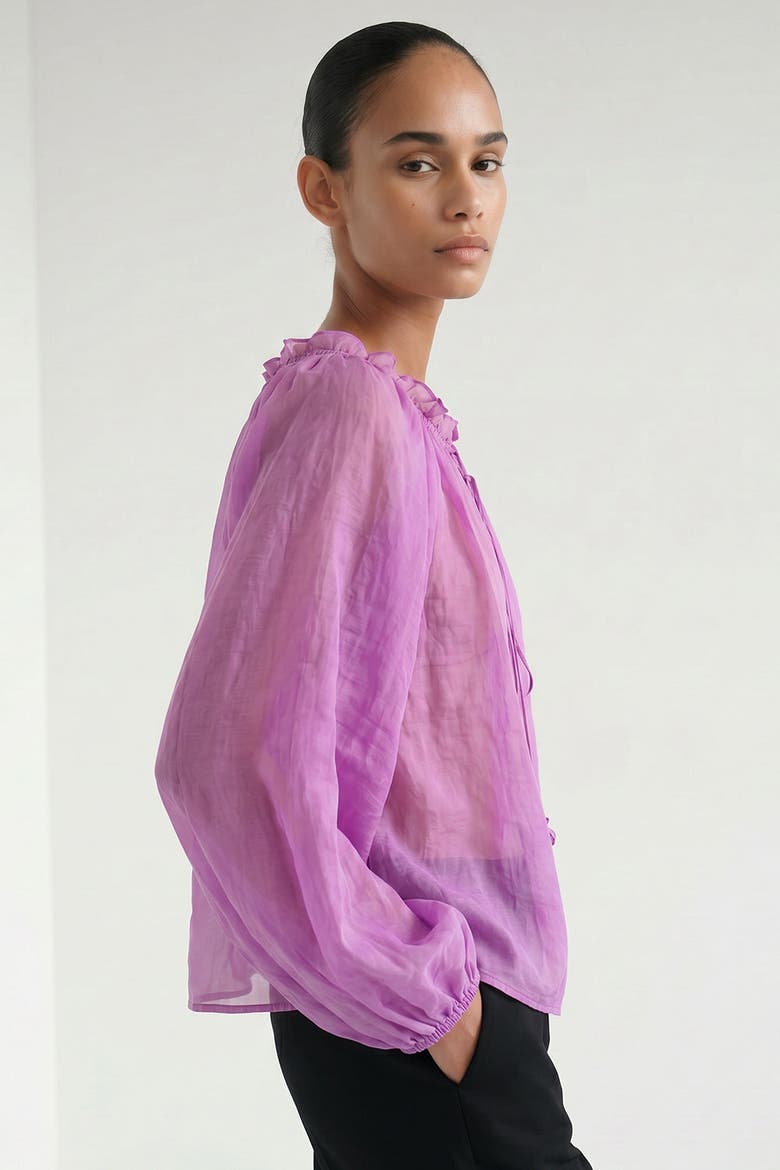 Long Sleeve Decorative Tie Neck Regular Blouse, Alternate, color, PINK