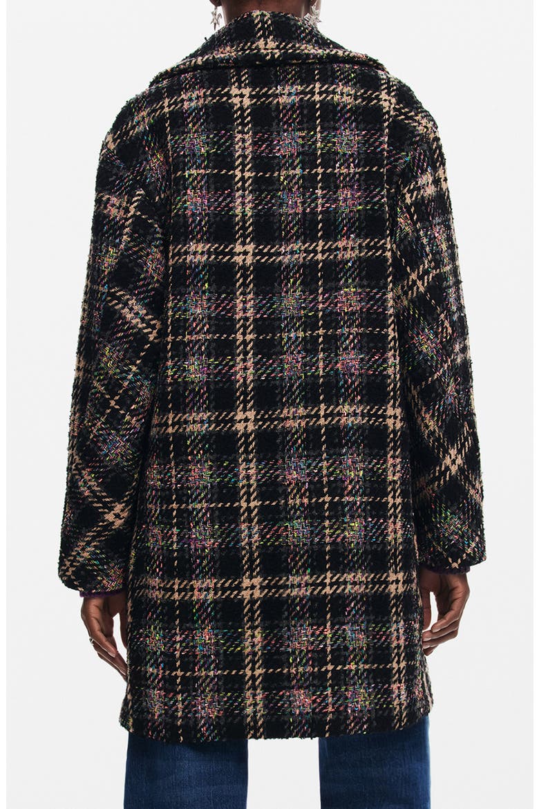 Corcega Double Breasted Plaid Coat, Alternate, color, BLACK