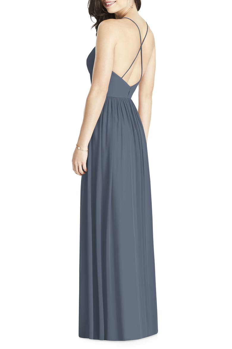 Spaghetti Strap Chiffon A-Line Gown, Alternate, color, SILVERSTONE