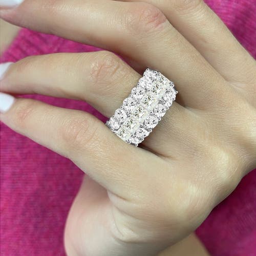 Anna Zuckerman Unforgettable 3 Row Eternity Ring In G/h Color Crystalline