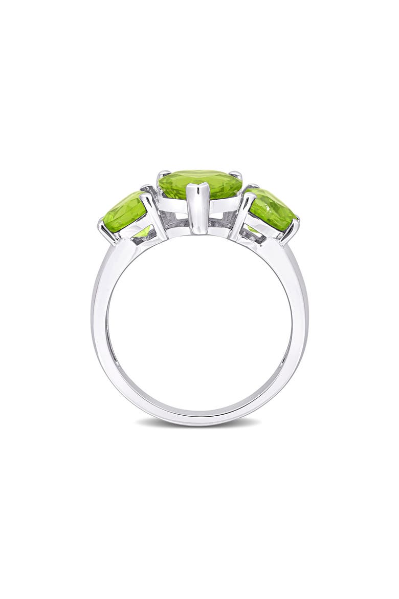 Sterling Silver Heart Cut Trio Peridot Ring, Alternate, color, GREEN