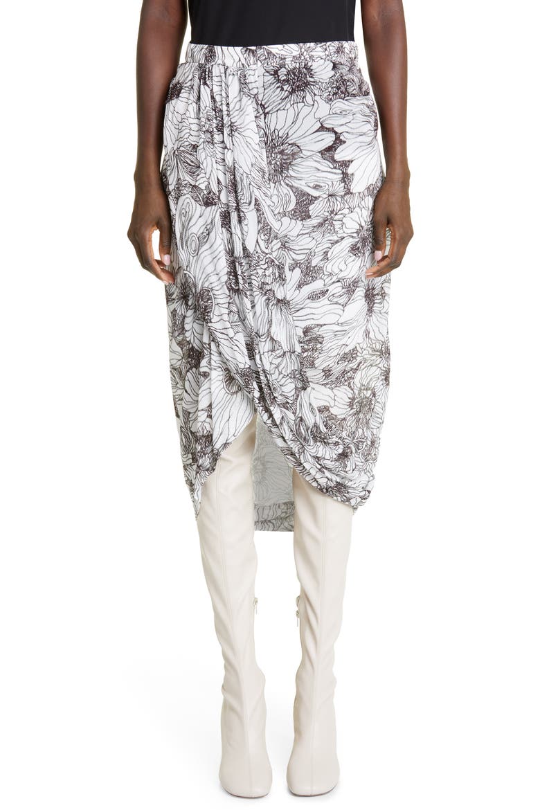 Sabrina Floral Print Midi Skirt, Main, color, ECRU 5