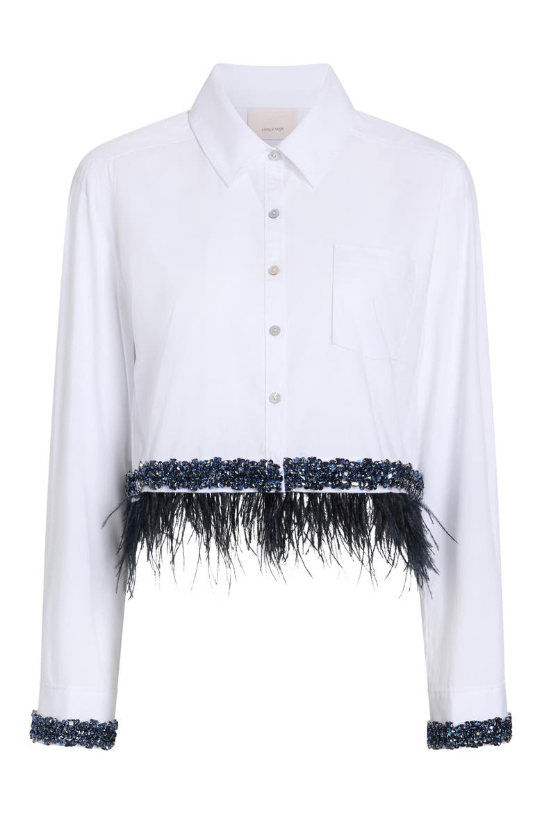 Sylvan Feather Sequin Crop Shirt, Alternate, color, WHITE/ BLUEBELL