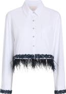 Cinq à Sept Sylvan Feather Sequin Crop Shirt