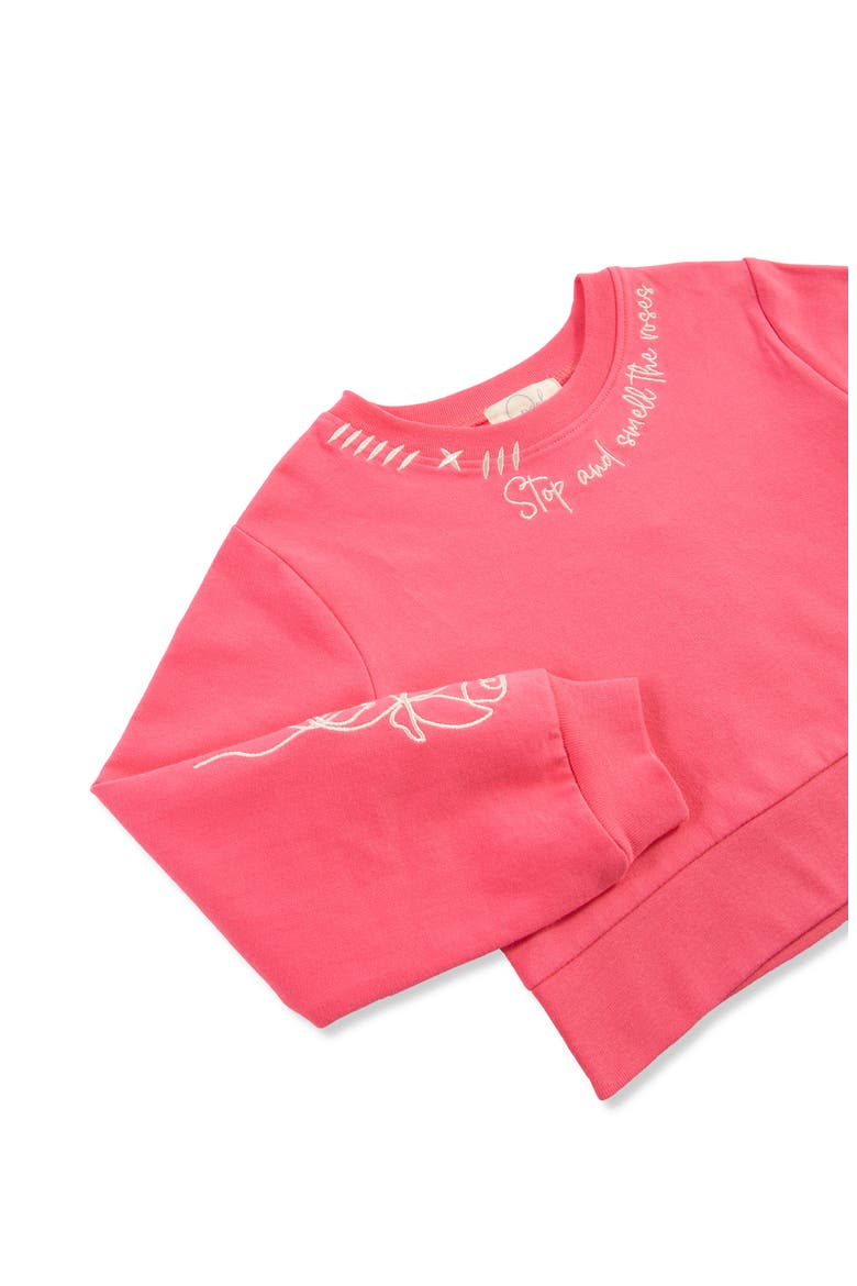Kids' Graphic Sweatshirt & Floral Print Skirt Set, Alternate, color, CORAL