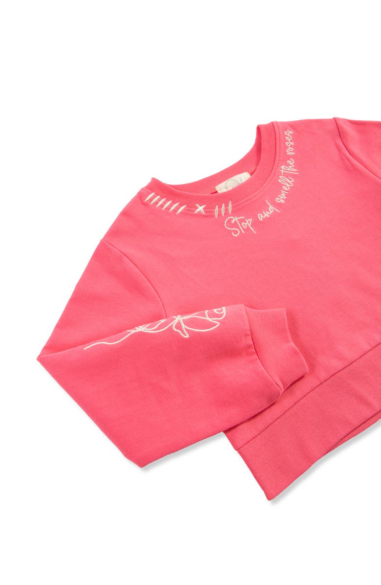 Peek Aren't You Curious Kids' Graphic Sweatshirt & Floral Print Skirt Set, Alternate, color, Coral