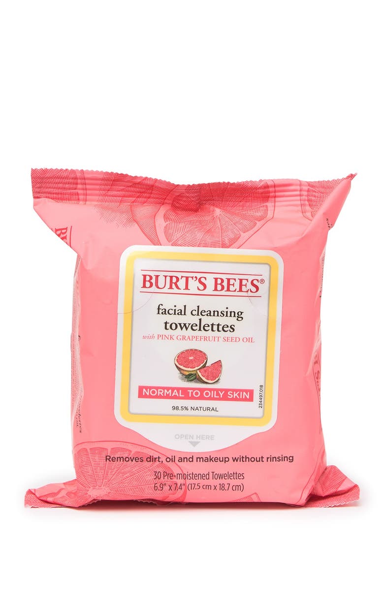 Burt's Bees Facial Cleansing Towelettes - Pink Grapefruit, Main, color,