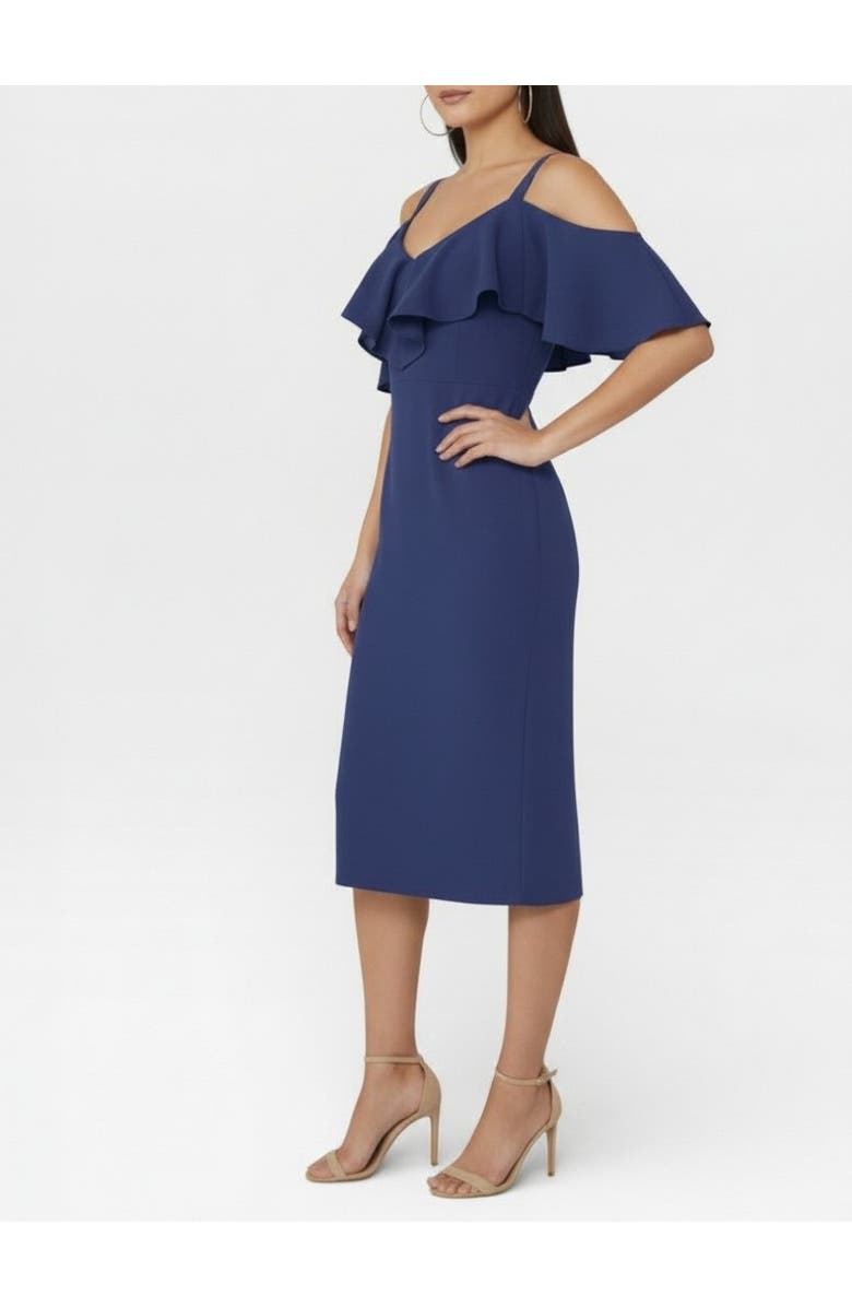 RACHEL Rachel Roy Marcella Off the Shoulder Ruffle Midi Dress, Alternate, color, True Navy