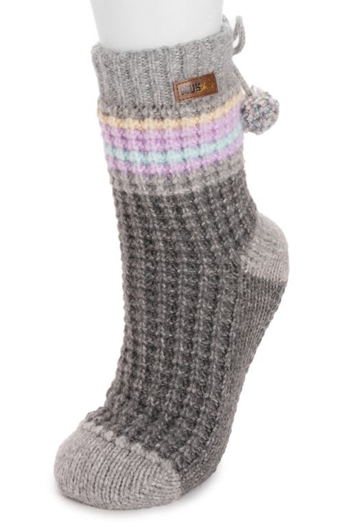 Muk Luks Waffle Cottage Crew Sock In Gray