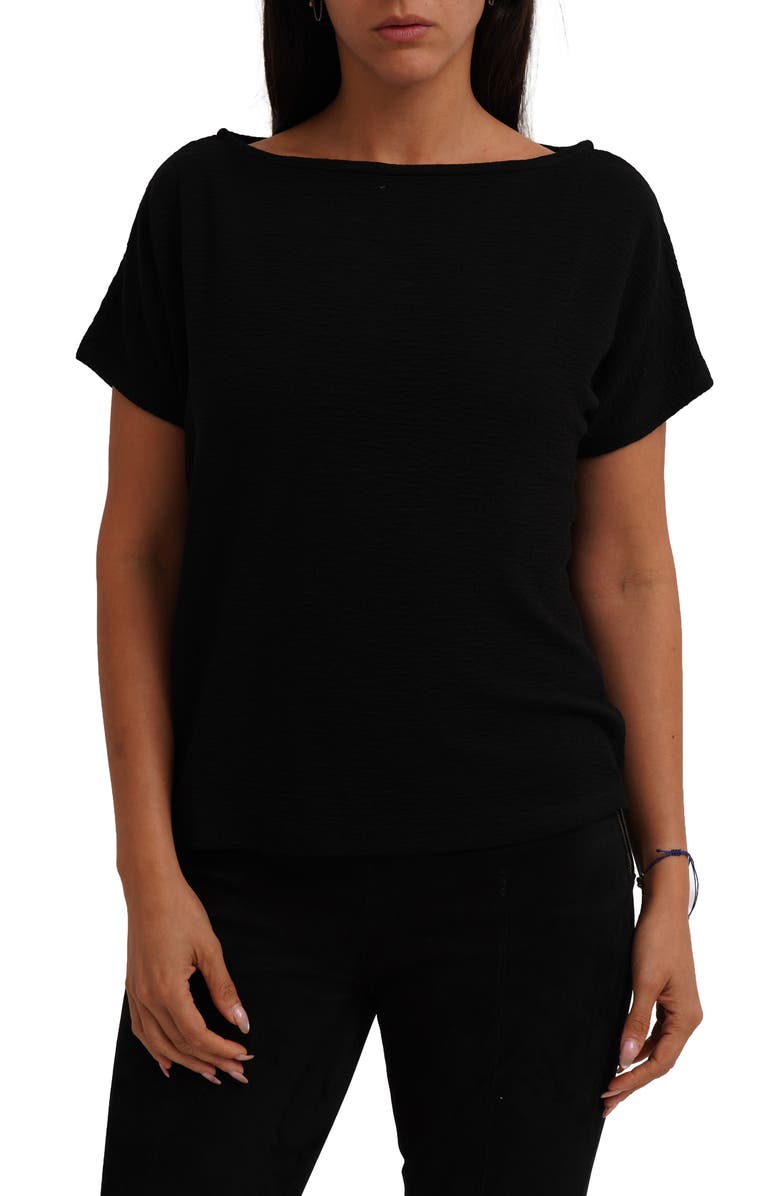 CYRUS Textured Boat Neck Top, Main, color, Black
