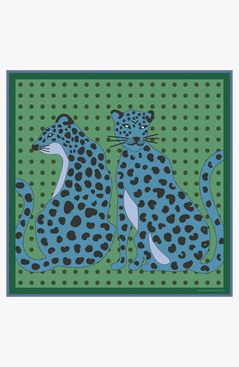 Twin Leopards Double Sided Silk Scarf